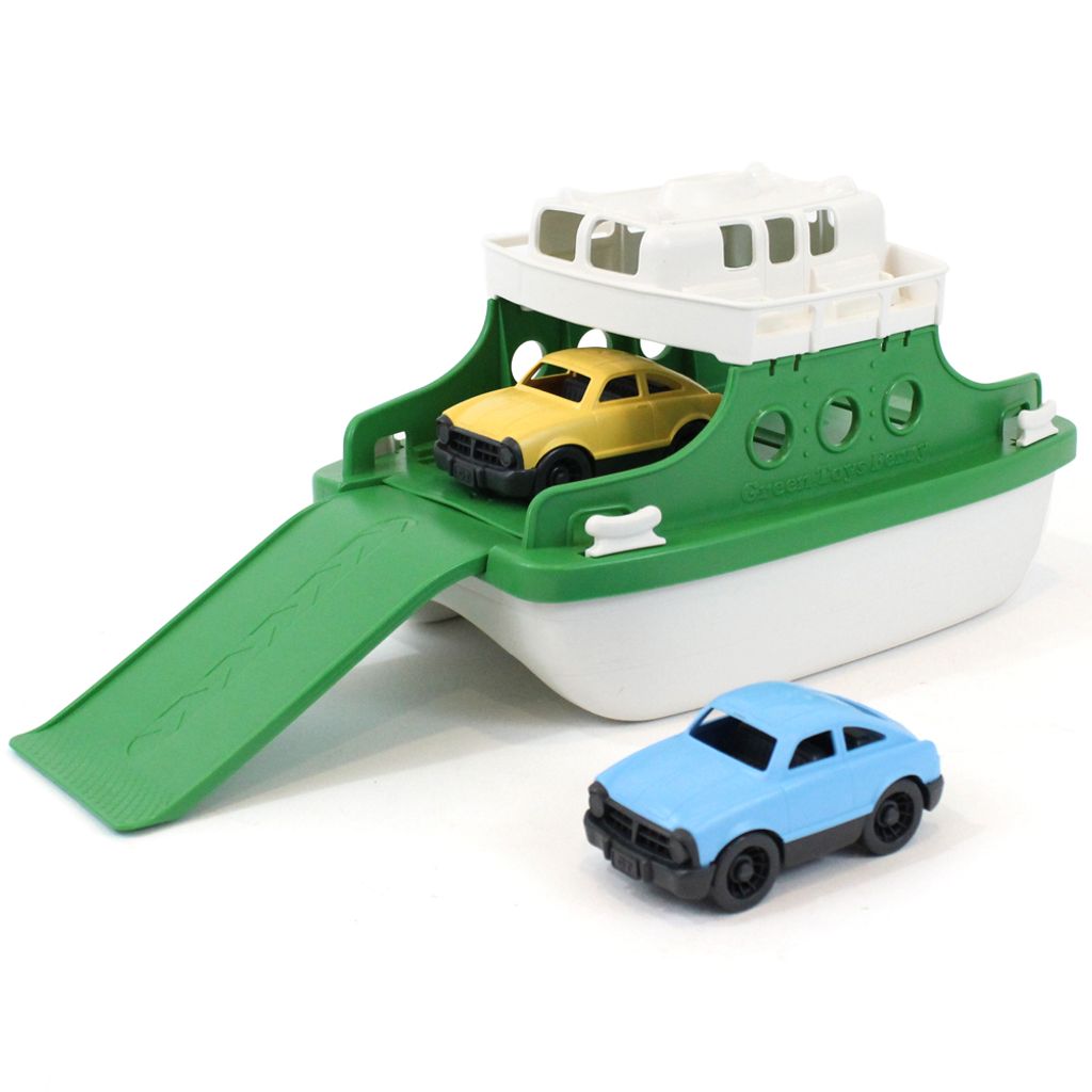 Green Toys Fähre Spielzeugboot mit Autos grün weiß Produktbild 