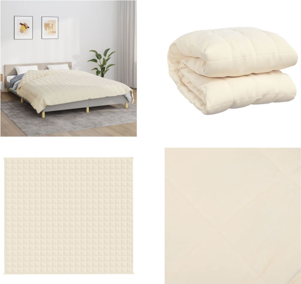 vidaXL Gewichtsdecke Hellcreme 200x220 cm 9 kg Stoff - Gewichtsdecke - Gewichtsdecken - Beschwerte Decke - Decke