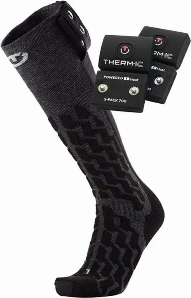 Therm-ic Set Heat Fusion Heated+s-pack 700 Batteries Lange Socken Schwarz EU 39-41 Herren,Damen Schwarz EU 39-41