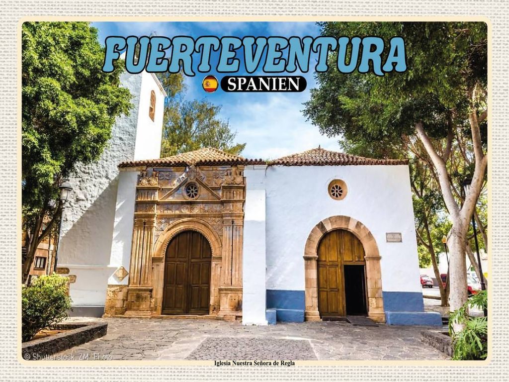 vianmo Holzschild 30x40 cm Fuerteventura Spanien Iglesia Nuestra Bildmotiv Reisemotiv Abenteuer Reisen