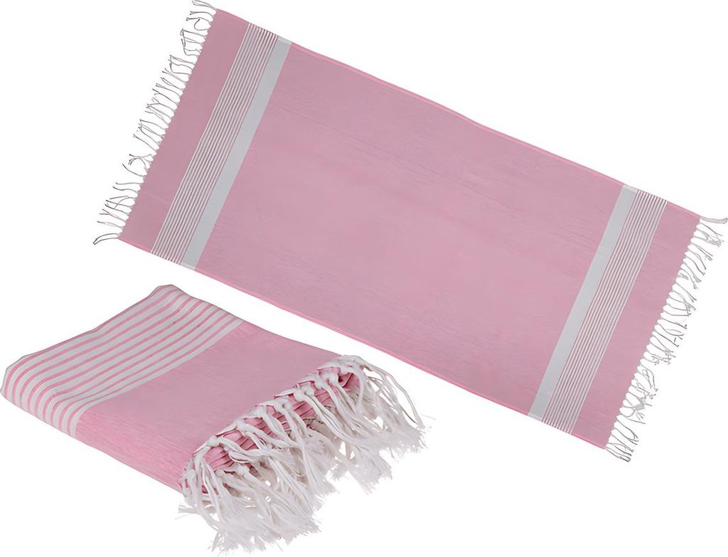 Rosa/Weißes Fouta-Hamamtuch (für Sauna & Strand)