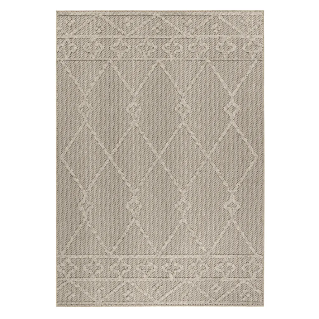 Tapis beige 200x290 résistant UV et pluie Patara Lezon poils courts