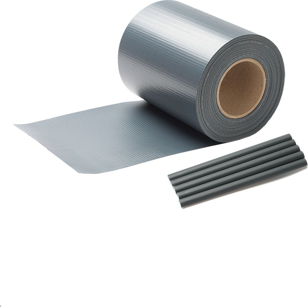 TolleTour Sichtschutzstreifen PVC Windschutzstreifen Doppelstabmatten 50m Grau