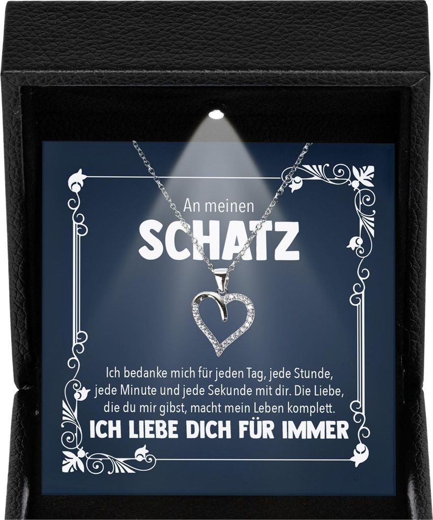 22Feels Damen Geschenk Ich Liebe Dich Kette - Silber 925/000 Herz Schmuck - Frauen Hochzeitstag Ehefrau Schatz Valentinstag für Sie Jahrestag Freu...