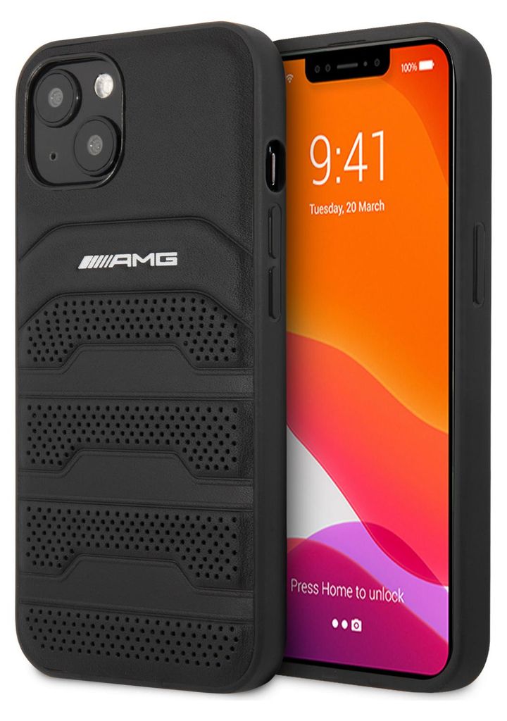 Coque Housse Pour IPhone 13 Mini - AMG Mercedes - Carbone Stripe Noir, Silicone/TPU