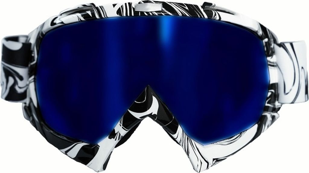 Motocross Brille weiß mit blauem Glas Produktbild 