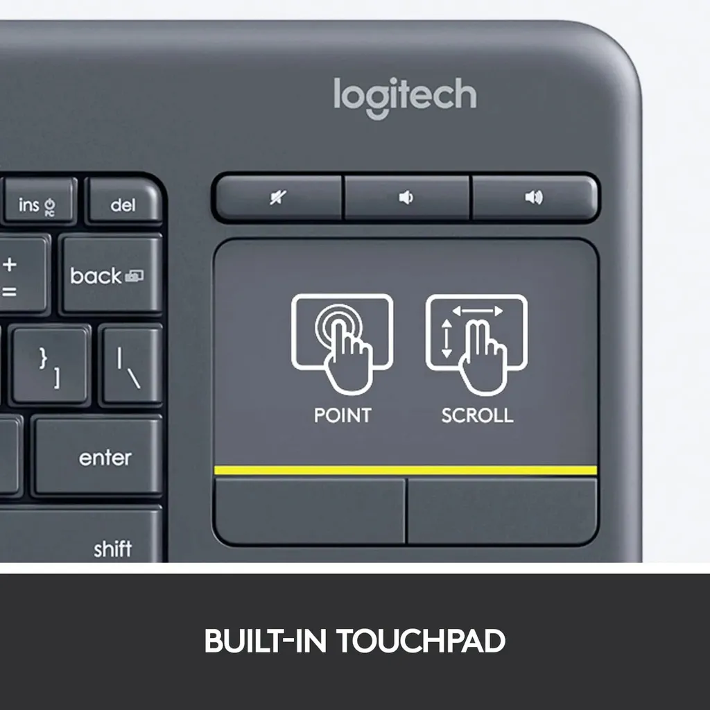 Clavier sans fil Logitech K400 Plus noir QWERTY idéal pour PC relié TV - 4