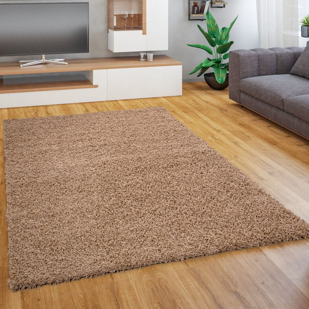Teppich Wohnzimmer Schlafzimmer Hochflor Shaggy Flokati Einfarbig Weich Modern Grösse 140x200 cm