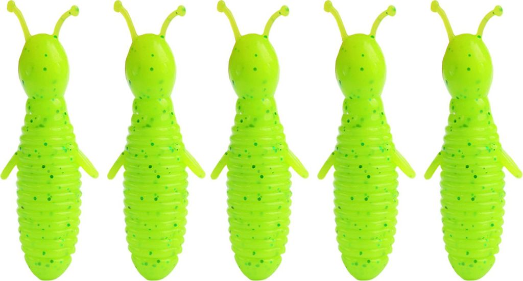 5 Stück 6 cm/7 g weicher Wurmköder, langsam sinkend, gesalzener Glitzer, bionischer Köder, bunter PVC-Künstlicher Köder, Salzwasser, Süßwass...