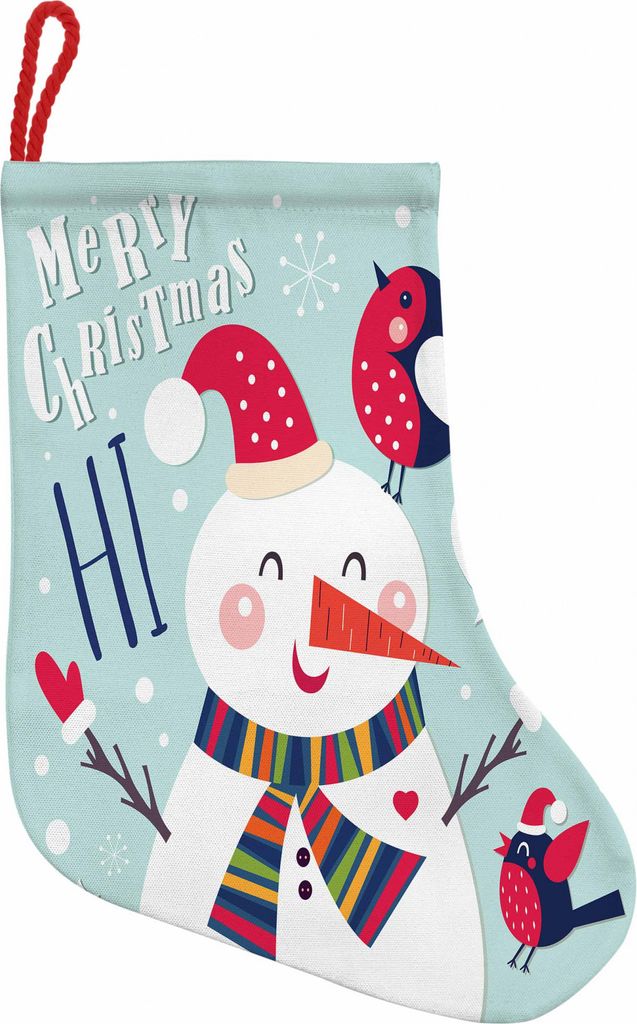 ABAKUHAUS Weihnachten Hängende Nikolausstiefel Weihnachtssocken, Vogel Schnee Weihnachten Theme, Weihnachtsstrumpf zum Aufhängen, 35x50cm, Blau W...