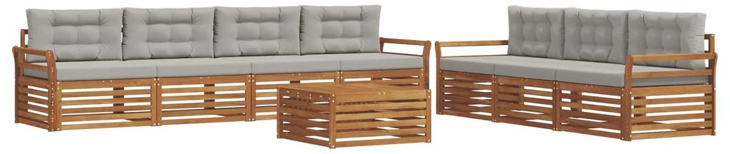 vidaXL Outdoor-Sofagarnitur mit Kissen 8 pcs Natürlich und Hellgrau