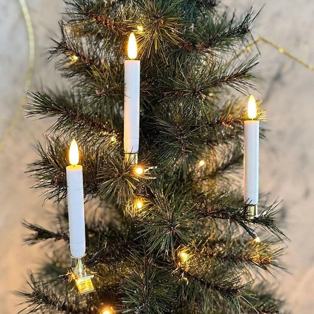 Bougies LED sapin en cire blanche Sirius Sille : déco sans risque feu
