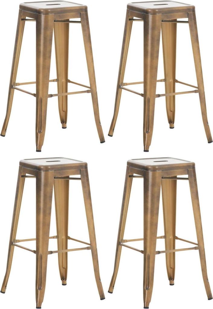 4-teiliges Barhocker-Set - Hochhocker - Stapelbares Design, platzsparend und langlebig | Farbe: Gold