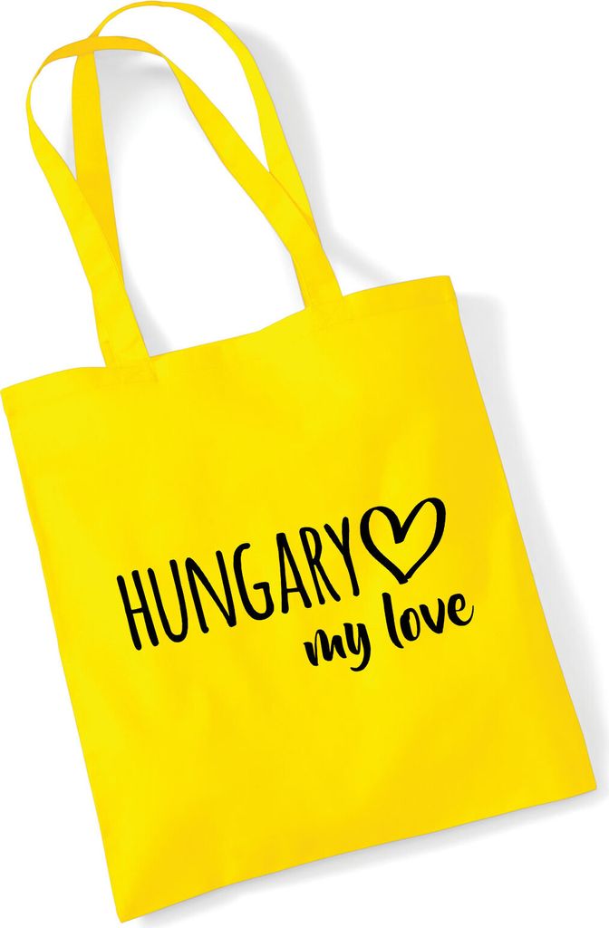 Huuraa Jutebeutel Hungary my love 10 Liter Yellow Baumwolle Tasche Geschenkidee