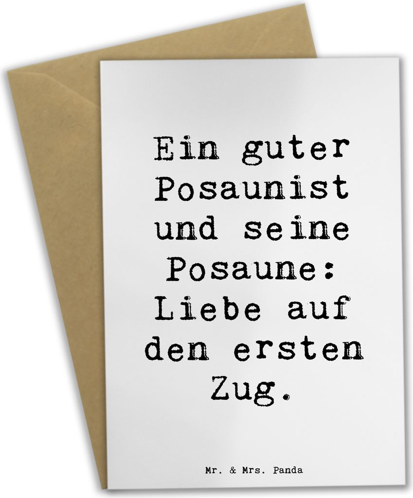 Mr. & Mrs. Panda Glückwunschkarte Spruch Posaune Liebe - Weiß - Geschenk, einladungskarten, Musikinstrument, Musikerwitz, hochzeitskarten, Instru...