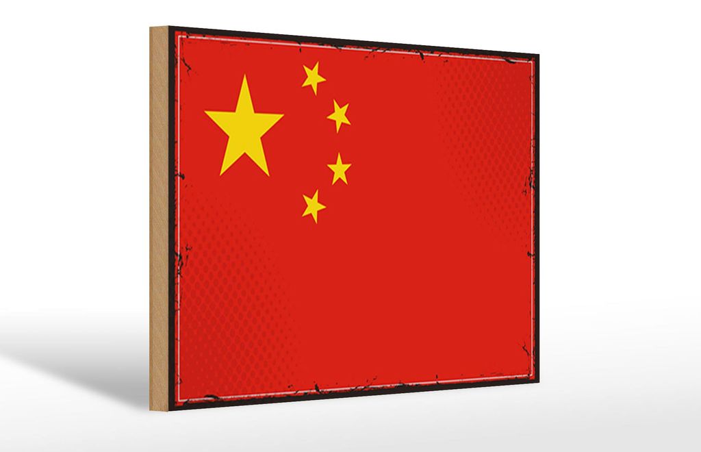 Holzschild Flagge Chinas 30x20cm Retro Flag of China