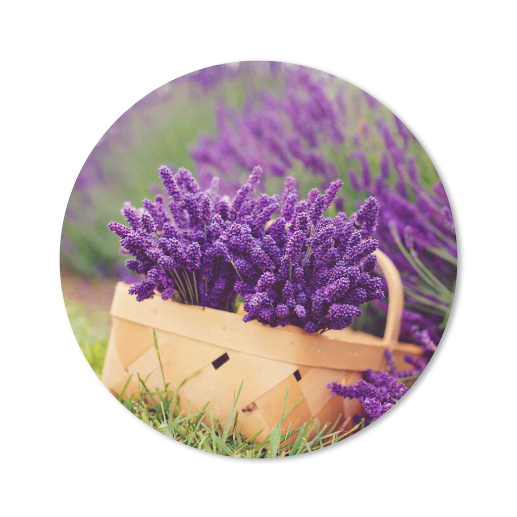 MuchoWow Mauspad Mousepad Frischer Lavendel in einem Korb 50x50 cm - Mousepads - Maus Mat - Pad - Mausunterlage - Vinyl