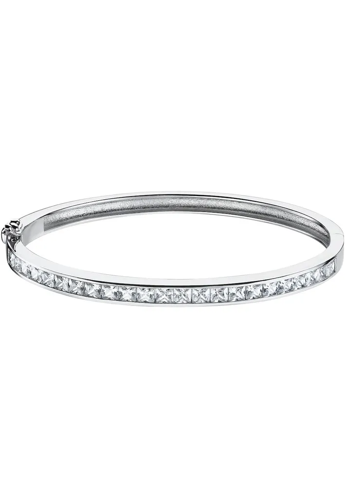 Bracelet Jonc en Argent pour Femme avec Zirconium Brillant Lotus Silver
