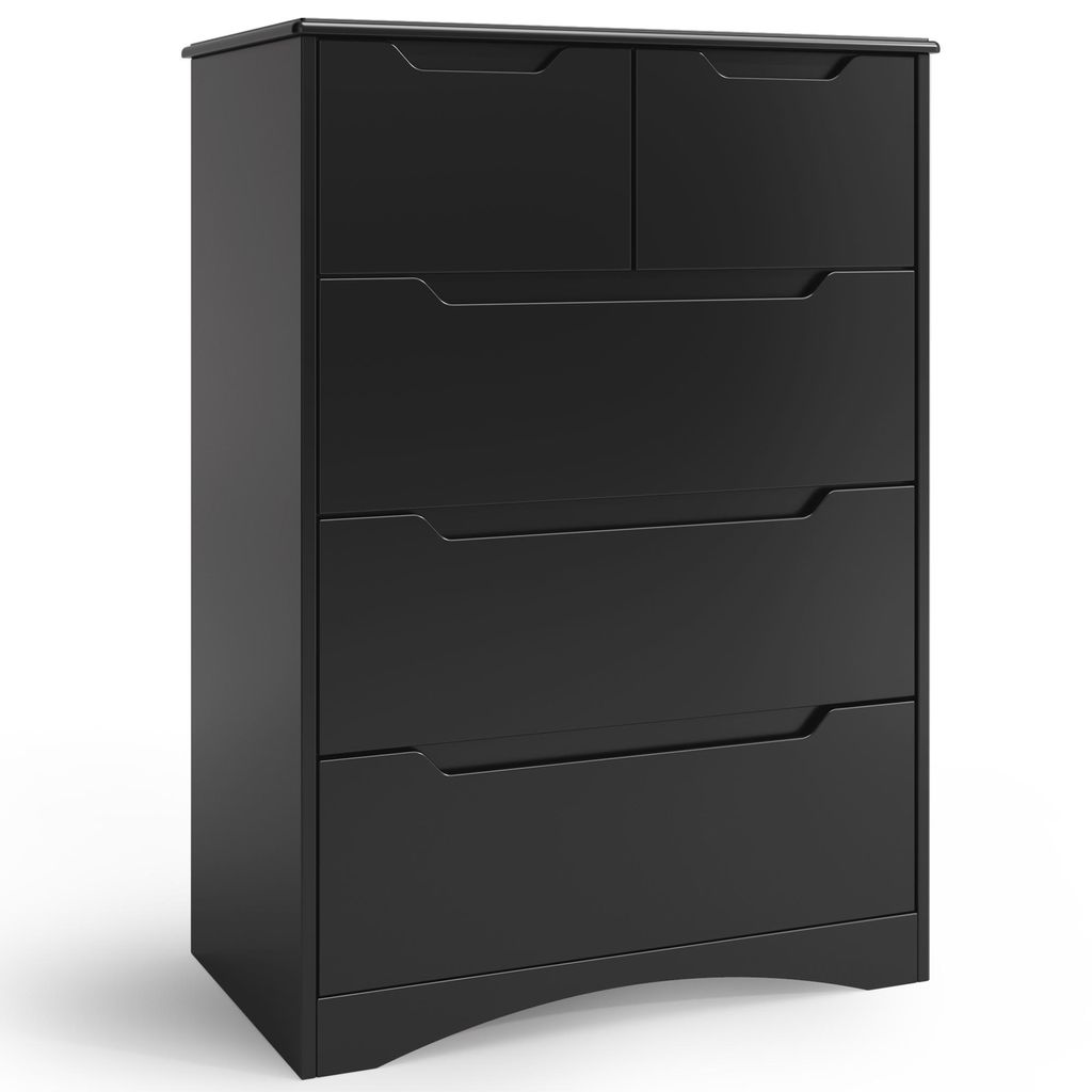 Bealife Commode 72x41x94 cm | 3 + 2 tiroirs | Noir | En MDF Image du produit 