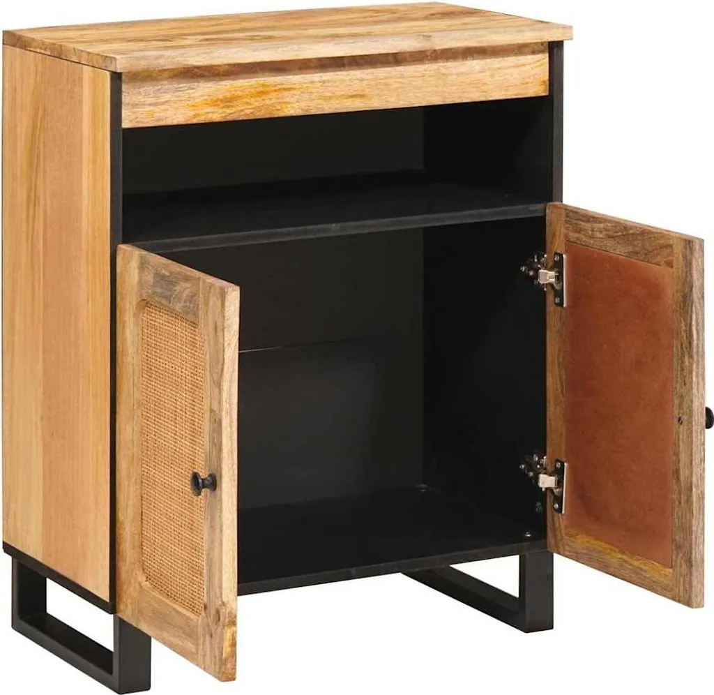 vidaXL Credenza con contenitore marrone 60 x 33 x 75 cm in legno massiccio di mango