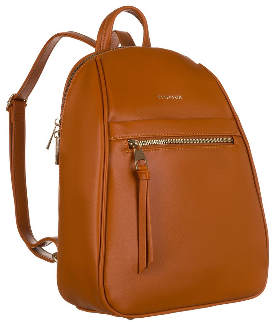 Peterson | Eleganter Rucksack, aus Bio-Leder, für Damen, Hellbraun, 24x33 cm