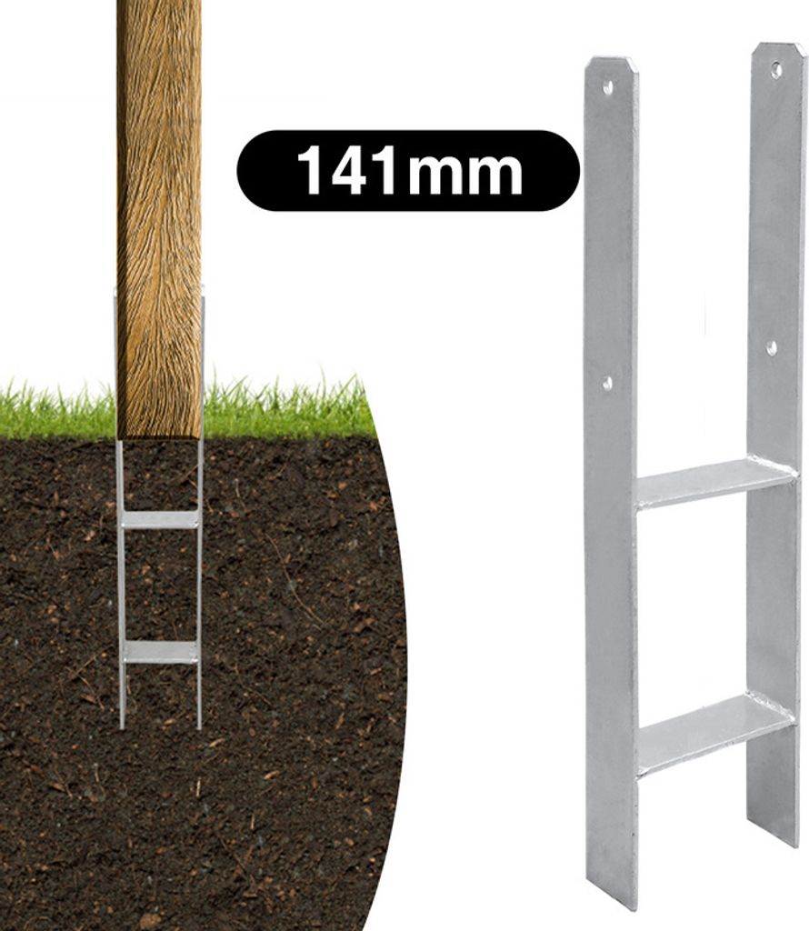 Yakimz H-Pfostenträger Pfostenanker 600mm Länge Langlebig Pfosten H-anker Bereite Vierkantholzpfosten Säulenfuß, für Carports Pfahlbauten Wild...