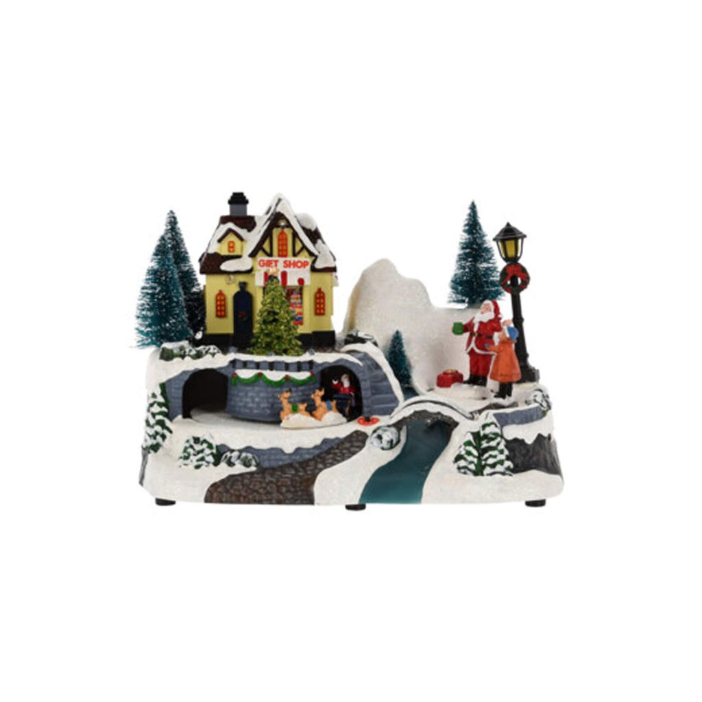 Rebecca Mobili Weihnachtsdorf mit Lichtern und Bewegung im batteriebetriebenen PP