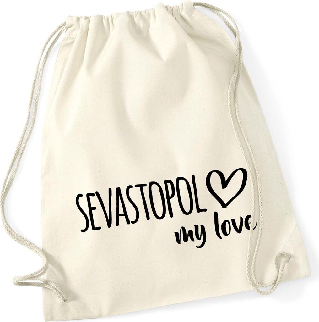 Huuraa Turnbeutel Sevastopol my love 12 Liter Natural Baumwolle Rucksack Geschenkidee