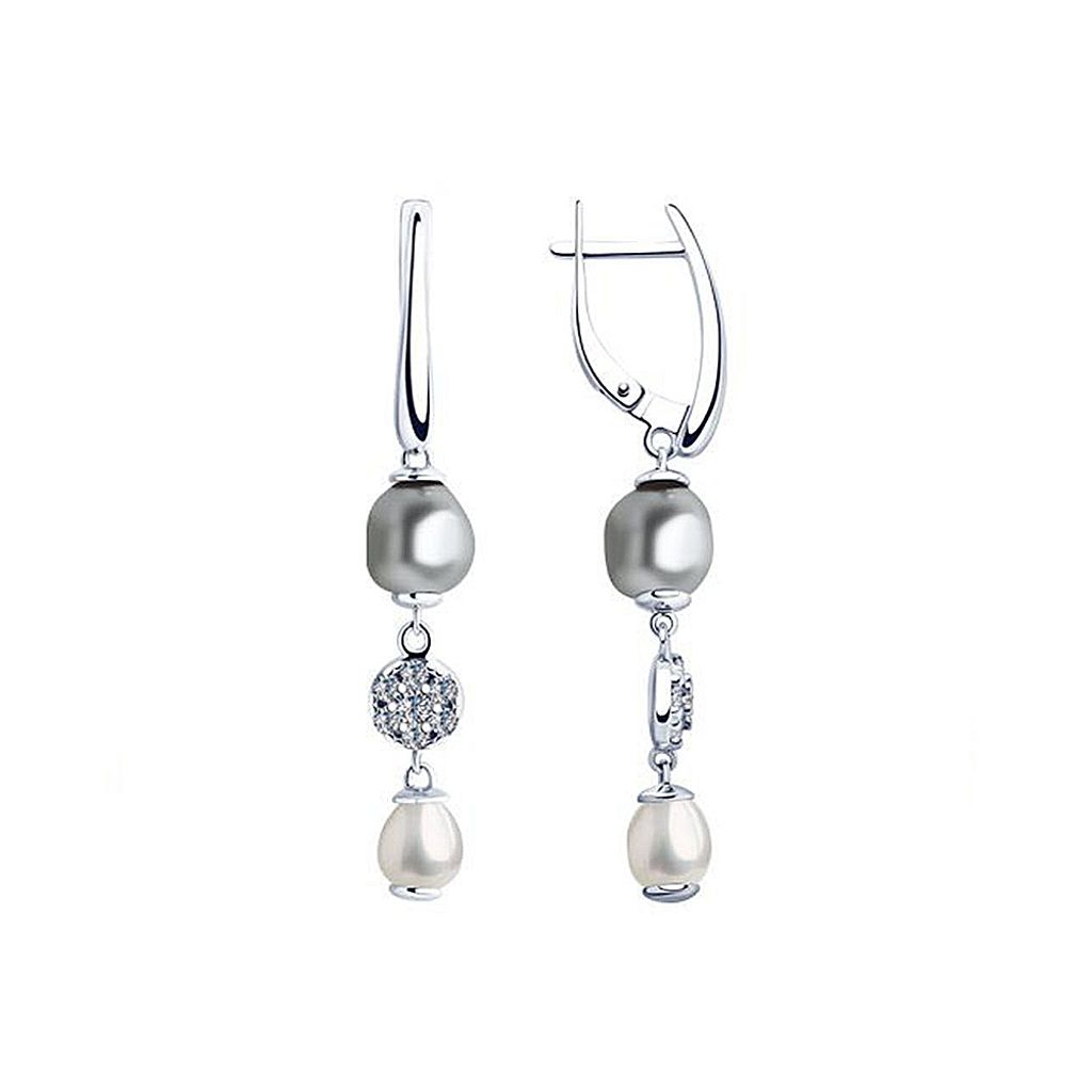 Sokolov Ohrhänger aus 925 Silber mit Zirkonia und Perlen