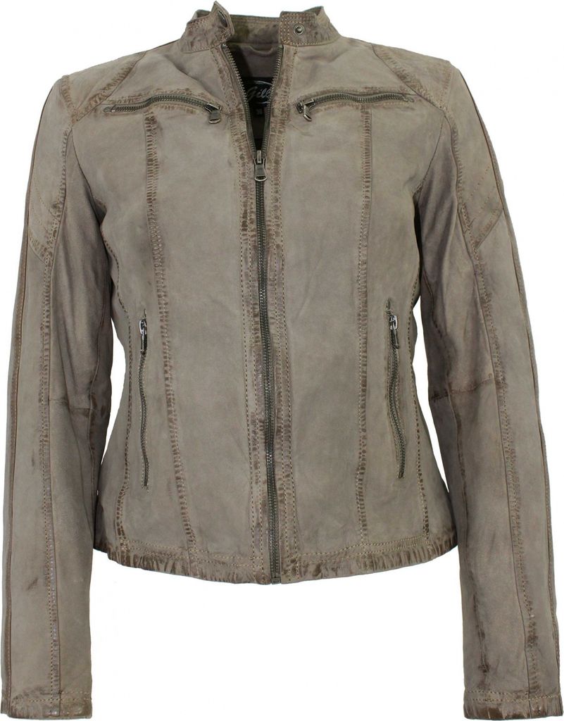J. Gillie - Damen Lederjacke Lammnubuk Racing-Jacke sand Produktbild 