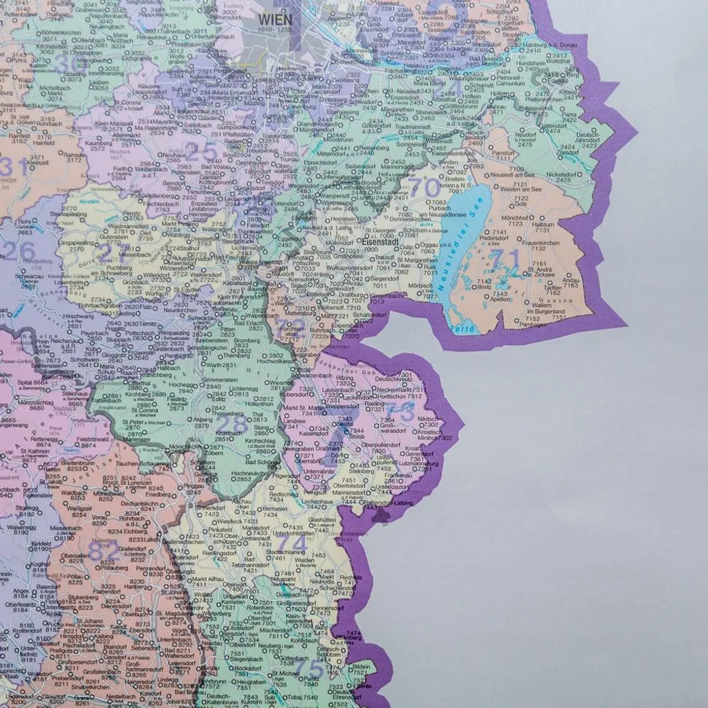 Carte postale Autriche 1:500.000 plan mural des codes postaux