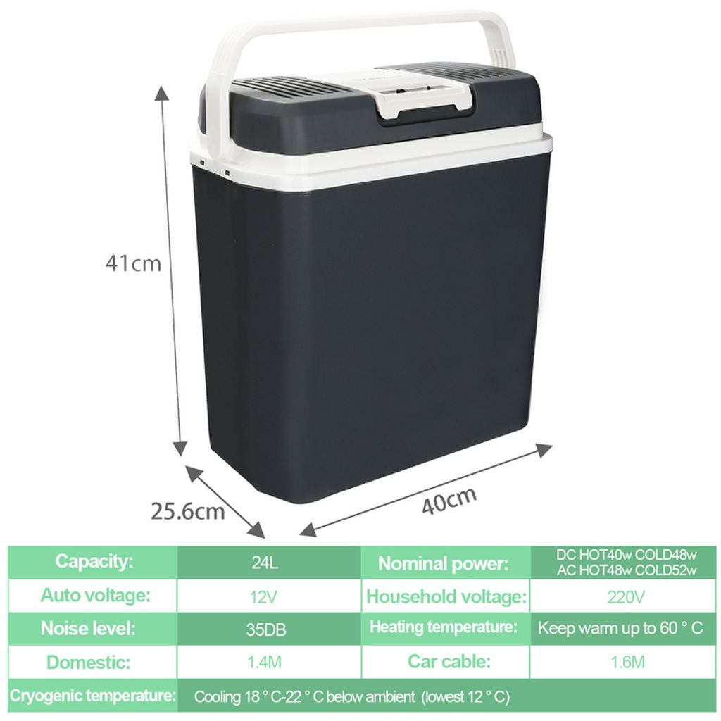 Kühlbox 24L KFZ Thermobox Isolierbox Mit Kabel Warmhaltebox für Auto Wärmebox 