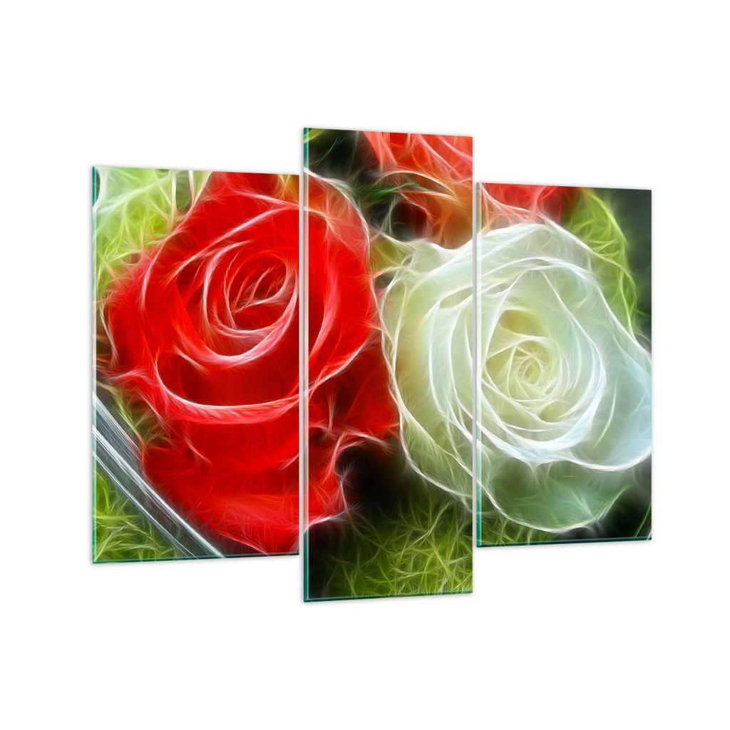 Bilder auf glas - Blumen Blumenstrauß Rose - 130x100cm - Glasbilder - Wandbilder - Kunstdruck - zum Aufhängen bereit - Wanddekoration aus Glas - ...