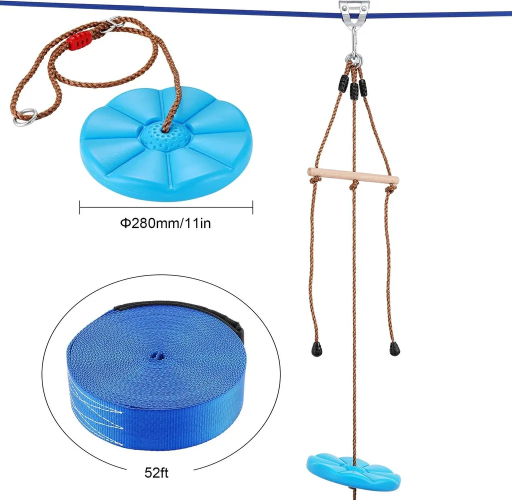 Kit Tyrolienne Extérieure de 52ft avec Câble Renforcé Charge 227kg