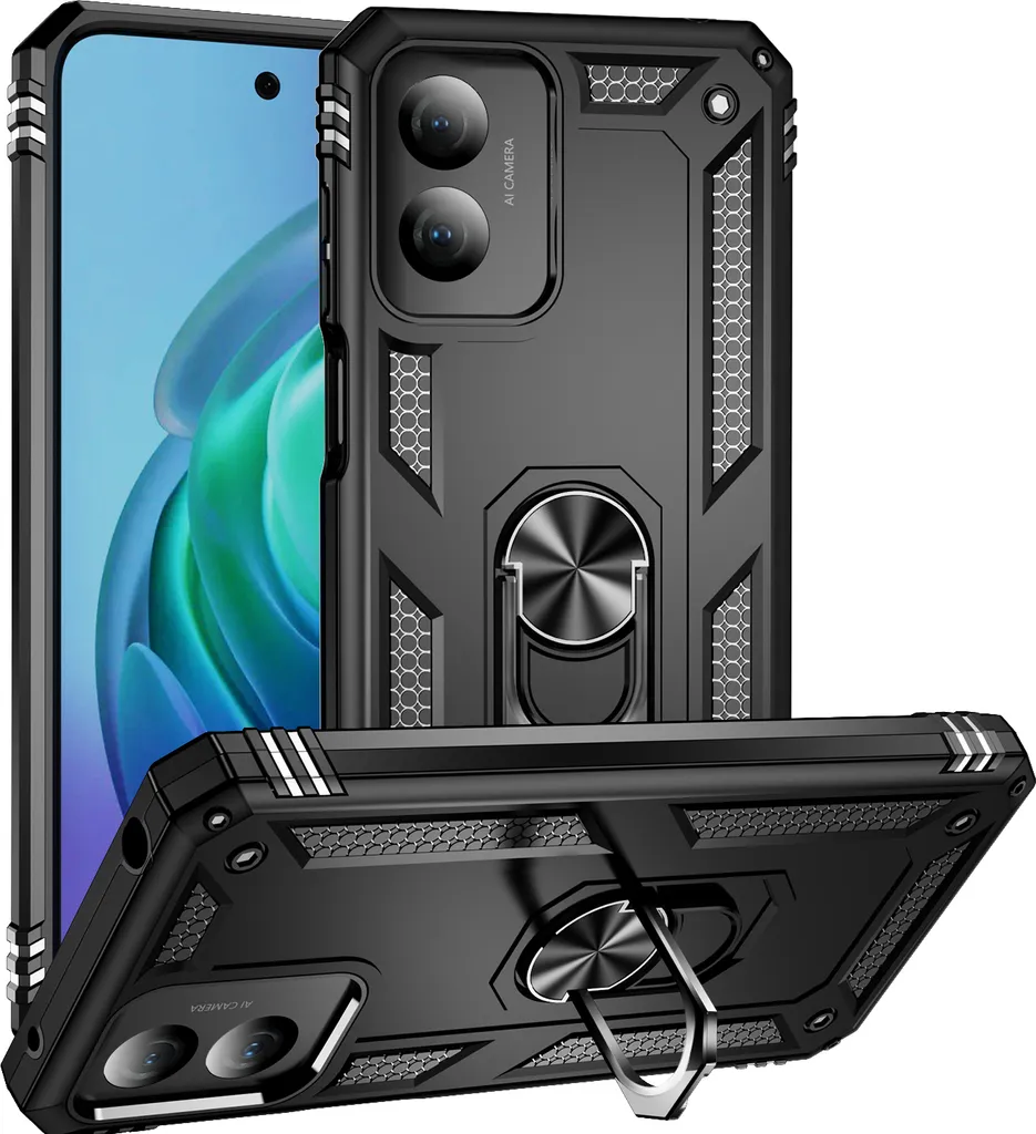 Leptech Custodia Motorola Moto G Play 2024 Con Clip A Cintura E 2 Pellicole Vetro Temperato – Verde Scuro, Antishock