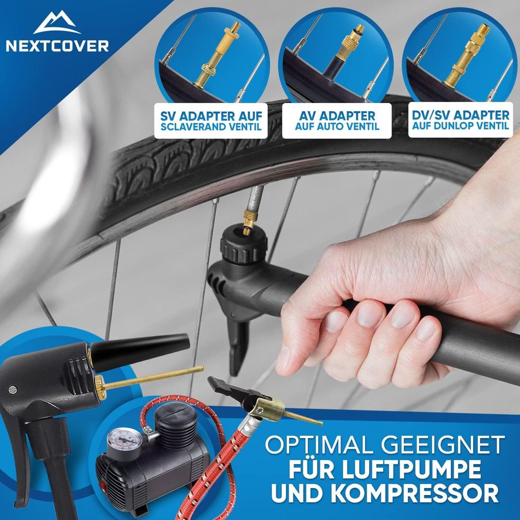 Nextcover Profi Fahrradventil Adapter Set [15-teilig] I