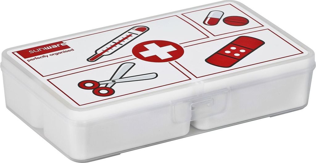 Sunware Q-line First Aid assortimentbox 5 delig transp/wit