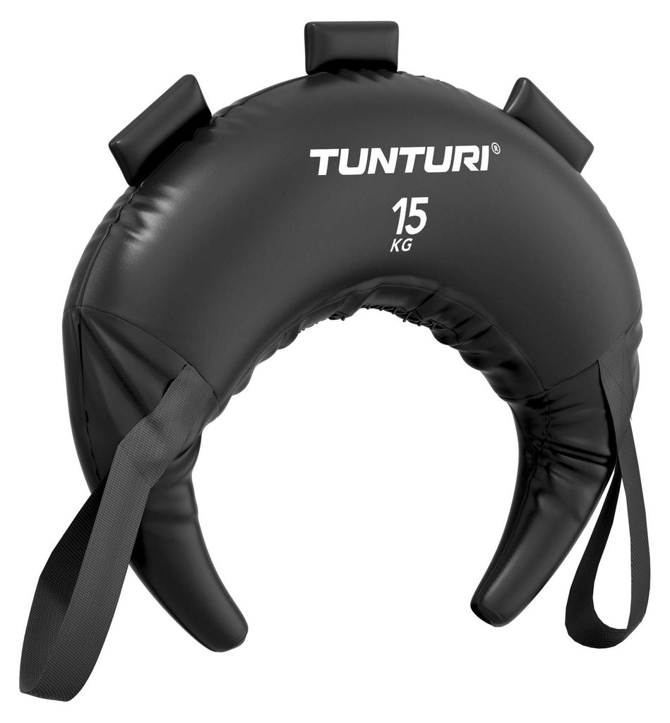 Tunturi Platinum Bulgarian Bag – 15 kg – Fitness-Sandbag für Krafttraining – Powerbag – Schwarz – Inkl. er Fitness-App