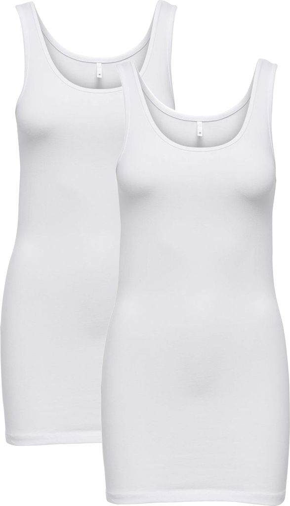 ONLY Langes Tank Top 2-er Stück Pack Ärmelloses Shirt Basic Set ONLLIVE Größe: XXL