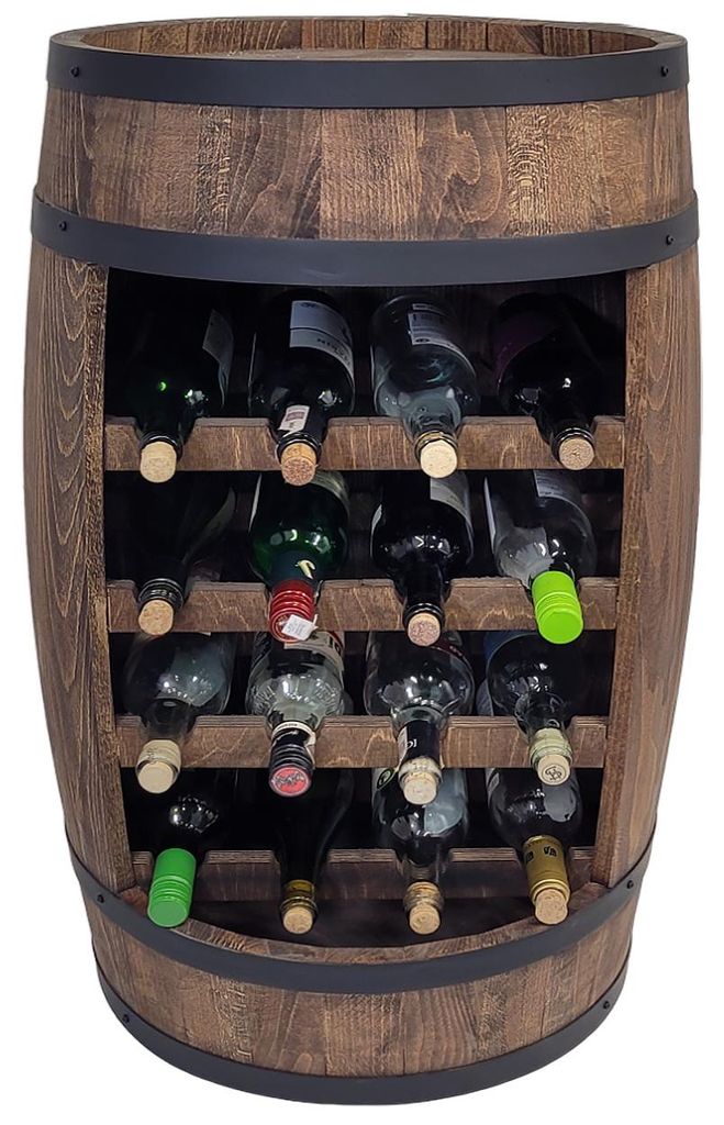 Weinflaschenbar mit Holzfass in dunkelbraun 80x50cm Weinbar für Zuhause