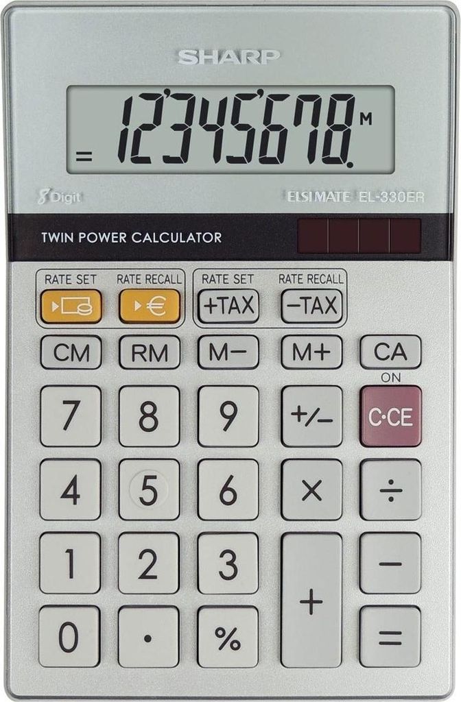 Sharp EL-330 ER anzeigender Taschenrechner LCD, 8-stellig, Solar/Batterie, Währungsumrechner