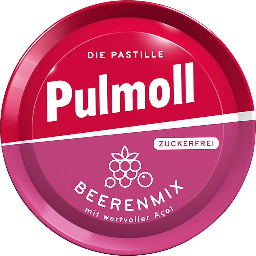 Pulmoll Mixed Berry Pastillen Bonbons ohne Zucker in einer Dose 50g