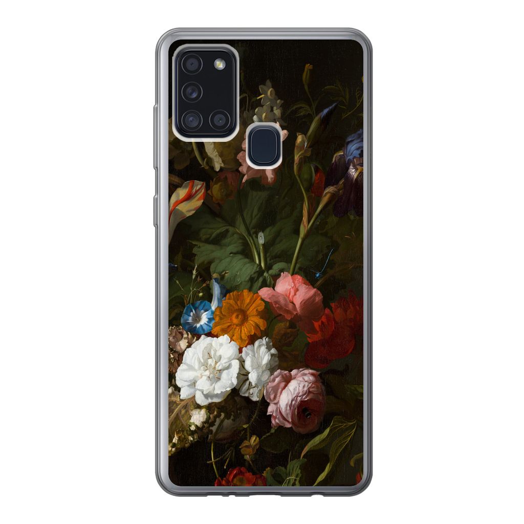 MuchoWow Handyhülle Schutzhülle Hülle für Samsung Galaxy A21s Vase mit Blumen - Gemälde von Rachel Ruysch Silikon Softcase Handy Hülle - Ha...