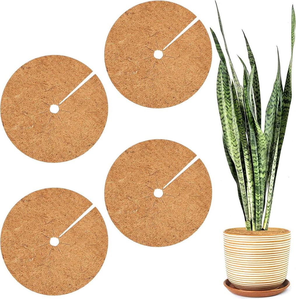 Kokos Mulchscheibe,Kokosscheibe,4 Stš¹ck 40cm Durchmesser Kokosmatte,Mehrfach Verwendbar Kokos Mulchscheibe,Blumenkš¹bel Winterschutz,Wintersch...