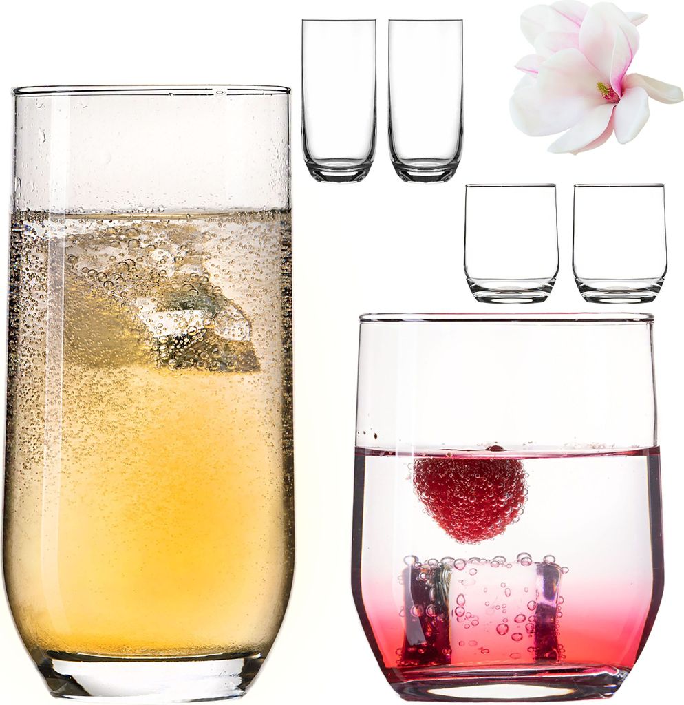 PLATINUX Elegante Trinkgläser aus Glas 240ml & 360ml Set 6-Teilig Wassergläser Saftgläser Trinkglas Spülmaschinenfest