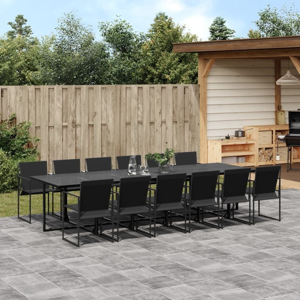 Maison Exclusive - 13-tlg. Garten-Essgruppe Schwarz Textilene