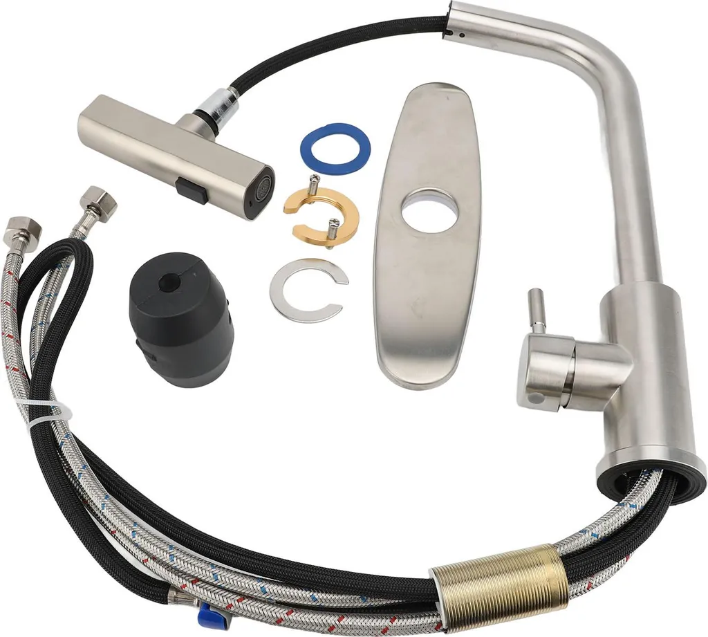 Robinet évier cuisine inox 304 avec douchette 3 modes raccord G1/2
