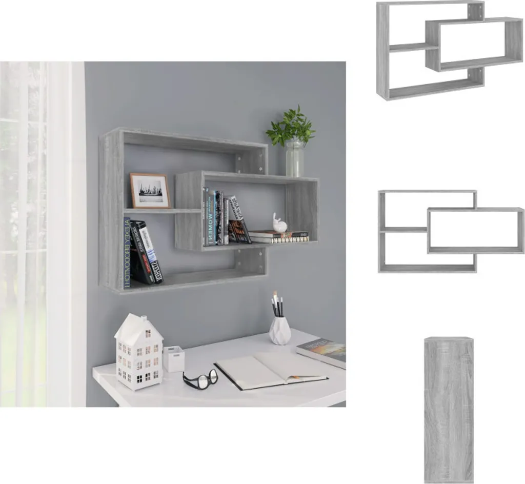 Scaffale a Parete 104x20x58,5 cm Grigio Sonoma - Arredo vidaXL