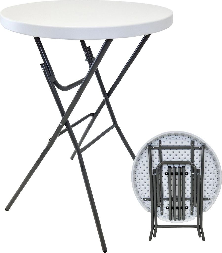 Stehtisch klappbar Ø 80 cm Tischplatte Höhe 110 cm Stahlgestell Partytisch Bistrotisch in weiß