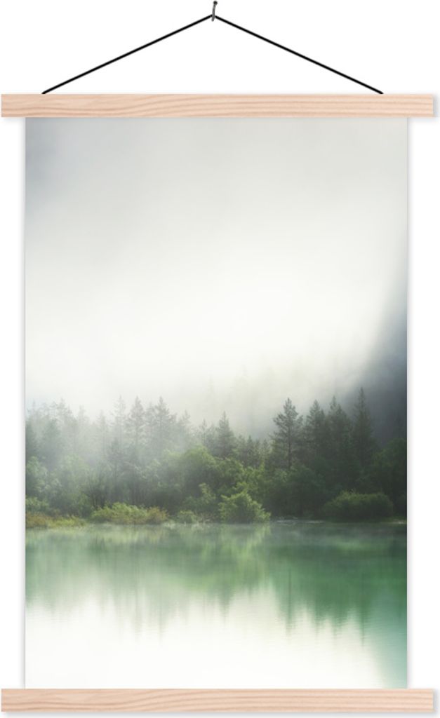 MuchoWow Textilposter Dolomiten - Nebel - Wasser 60x90 cm mit holzfarbenen Rahmen - Textil